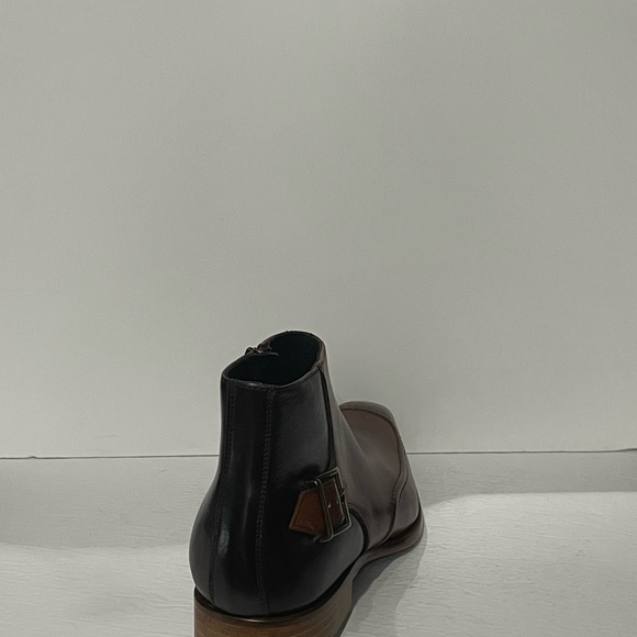 Duca ankle boot cognac Italian leather point toe side zipper - Picture 4 of 5